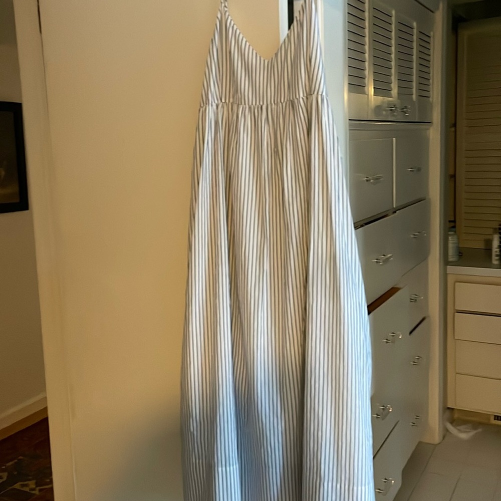 Jenni Kayne White and Light Blue Striped Maxi Dress